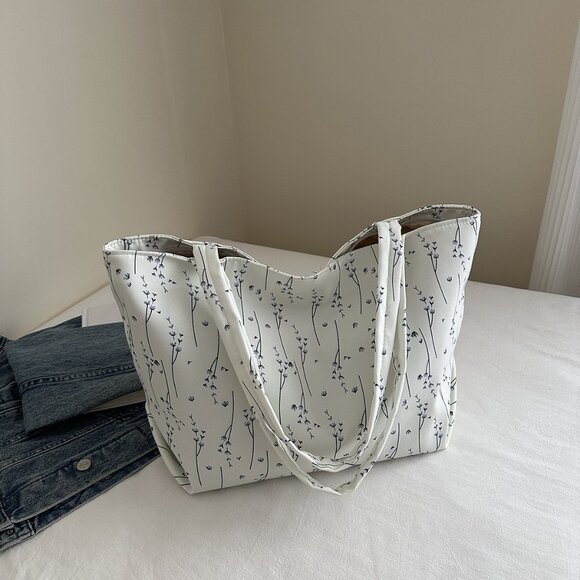 Medium Nylon Classic Style Sewing Thread Square Zipper Chic Floral Tote Bag - Picture 9 of 12